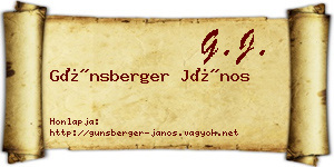 Günsberger János névjegykártya
